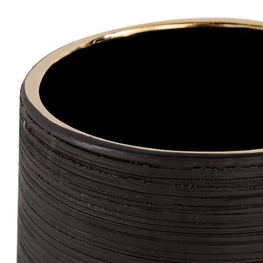 CosmoLiving by Cosmopolitan Set of 2 Black Porcelain Glam Vase, 5" x 8"